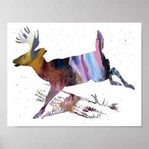 Abstract  doe silhouette poster