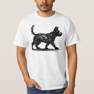 Abstract Dog Line Art Minimalist Scribble Dog Mod T-Shirt