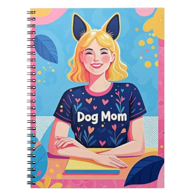 Abstract dog mom in pink blue  notebook (Front)