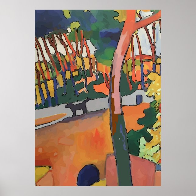 Abstract Dog on Bridge Poster (Front)