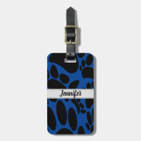 Abstract Dog Pawprint Blue Custom Name