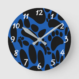 Abstract Dog Pawprint Round Clock