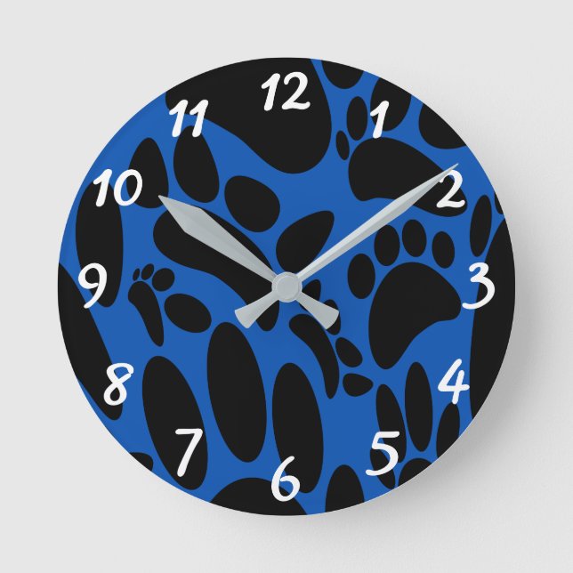 Abstract Dog Pawprint Round Clock (Front)