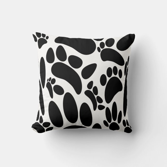 Abstract Dog Pawprint Throw Pillow (Front)