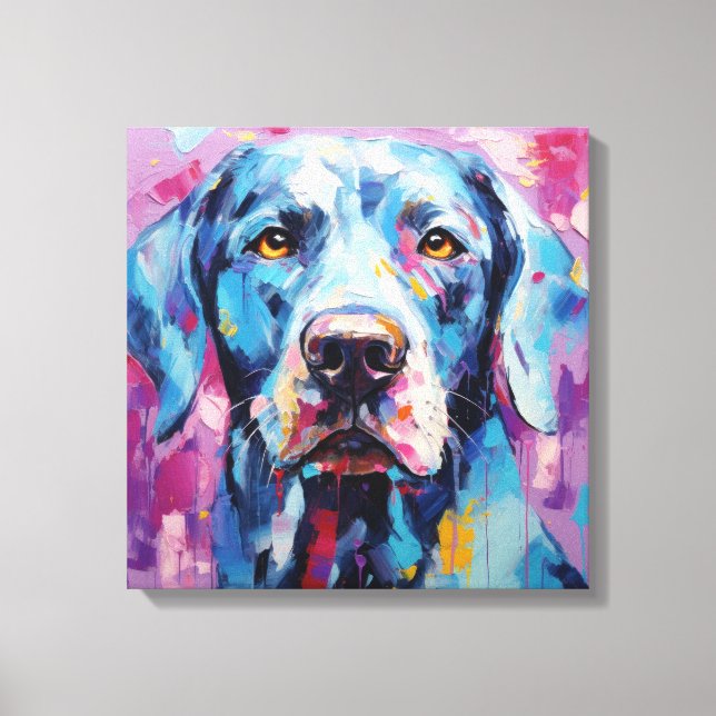 Abstract Dog Portrait Wall Art Unique Oil Painting (Front)