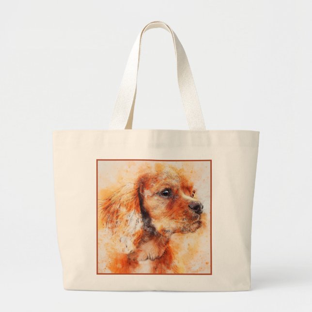 Abstract Dog Print Large Tote Bag (Front)