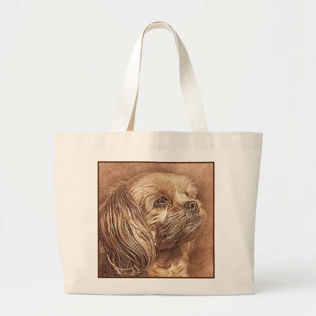 Abstract Dog Print Large Tote Bag (Front)