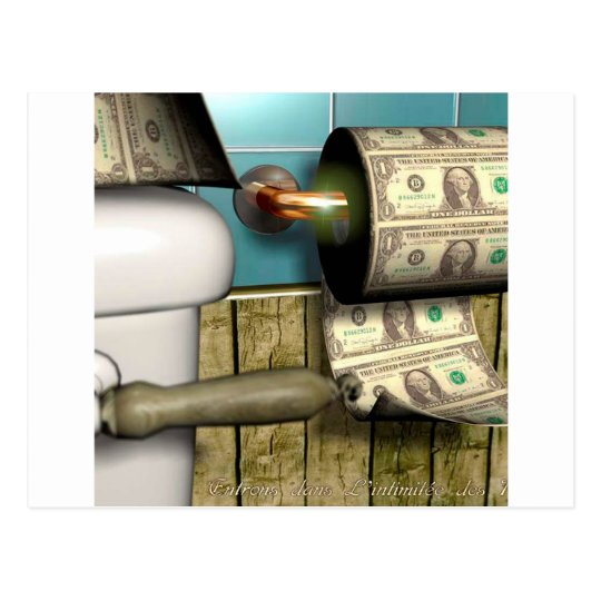 Abstract Dollar Toilet Bills Postcard