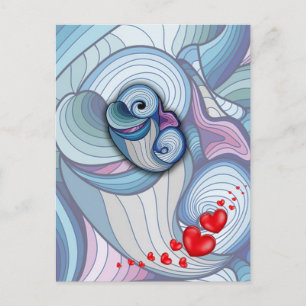 Abstract dolphin postcard