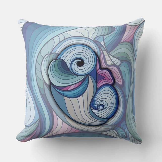 Abstract dolphin throw pillow (Front)