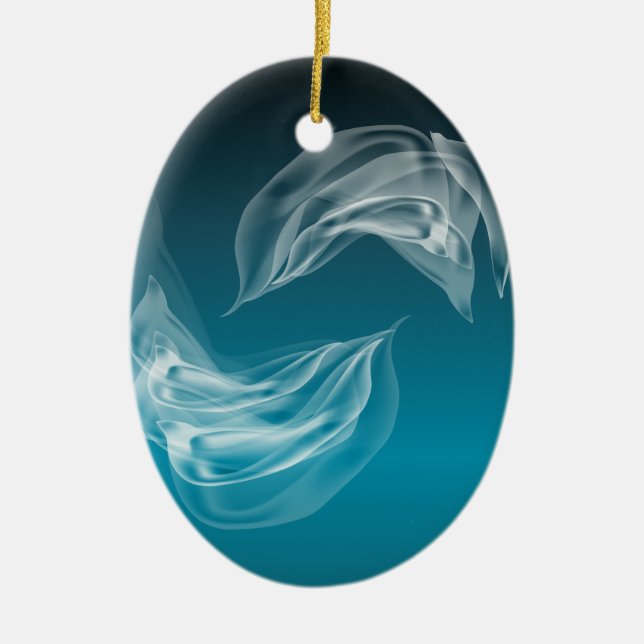 Abstract Dolphins at Play Ceramic Ornament (Front)