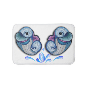 Abstract dolphins bath mat