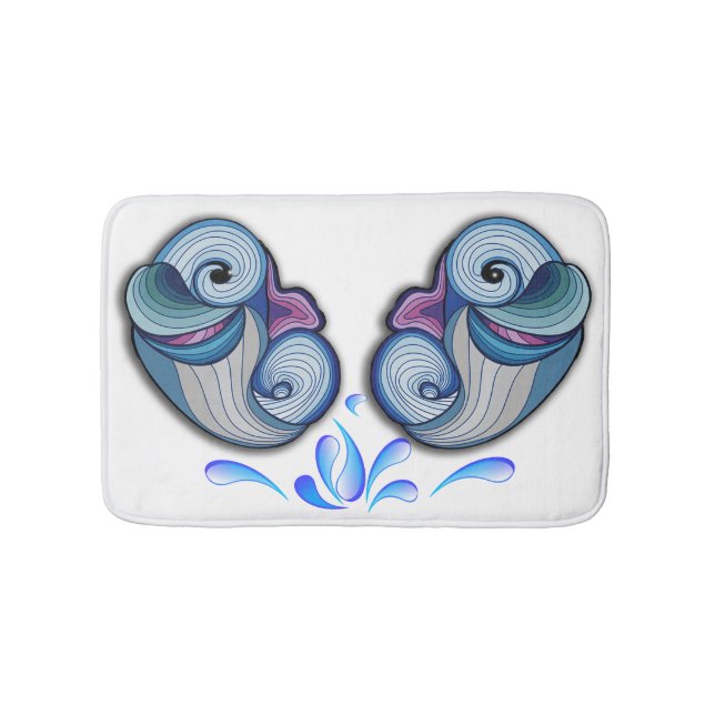Abstract dolphins bath mat (Front)