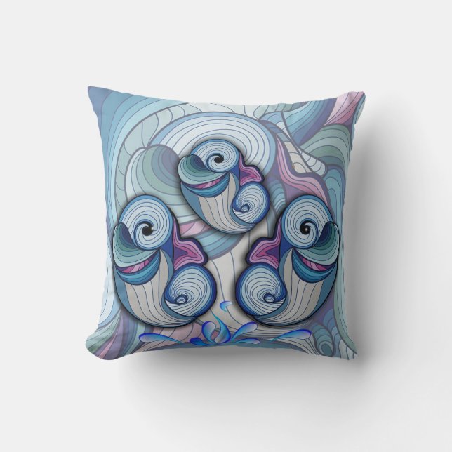 abstract dolphins throw pillow (Front)