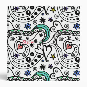 Abstract Doodle Art Personalized Binder