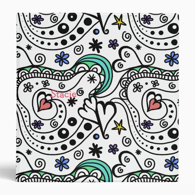 Abstract Doodle Art Personalized Binder (Front)