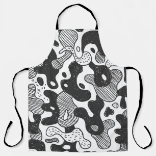 Abstract Doodle Camouflage Black Style Apron