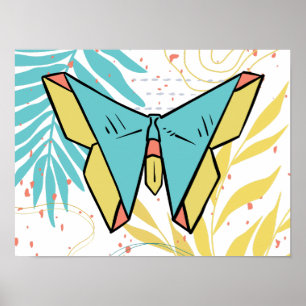 Abstract & Doodle Colourful Flower Butterfly Natur Poster