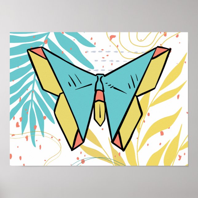 Abstract & Doodle Colourful Flower Butterfly Natur Poster (Front)