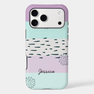 Abstract Doodle Lilac Mint Grey Stripe Custom