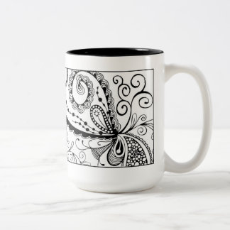 Abstract Doodle Mug in Black and White