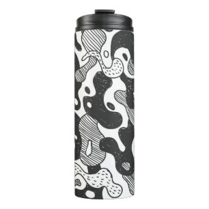 abstract doodle style camouflage,black thermal tumbler