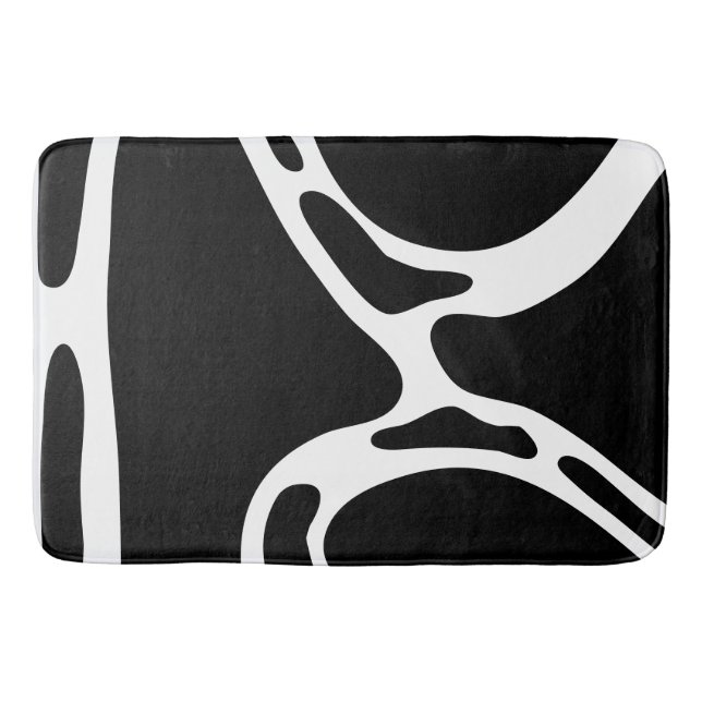 Abstract Doodles Black and white Bath Mat (Front)