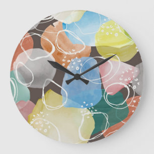 Abstract Doodles: Watercolor Minimalist Art Large Clock
