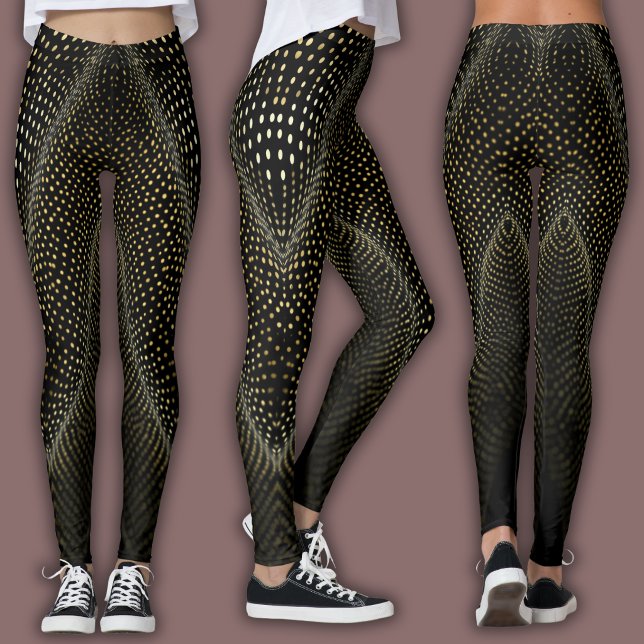 Abstract Dot Pattern | Black & Yellow Halftone Leggings (Creator Uploaded)