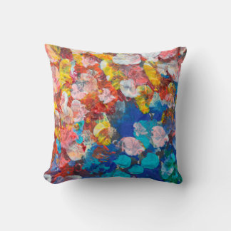 Abstract dot smear brush stroke acrylic and waterc throw pillow