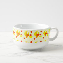 Abstract dots and circles red yellow Soup Mug