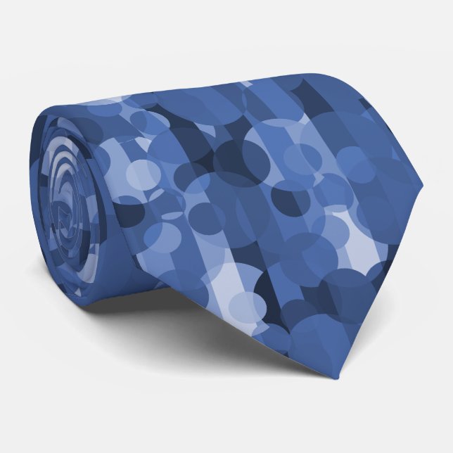 Abstract Dots and Stripes Blue Two-Sided Tie (Rolled)