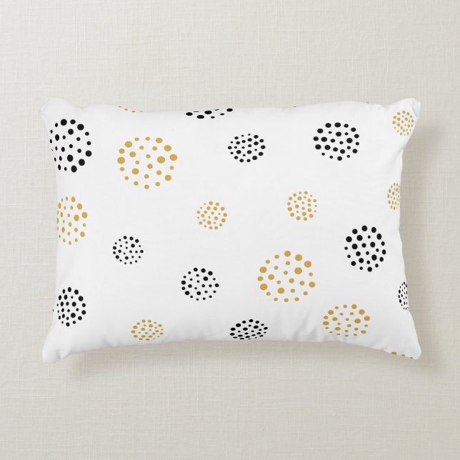 Abstract dots gold and grey pattern accent pillow (Front)