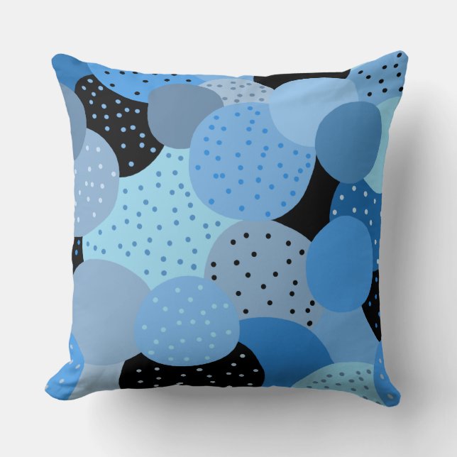 Abstract Dotty Blue Circles Throw Pillow (Front)