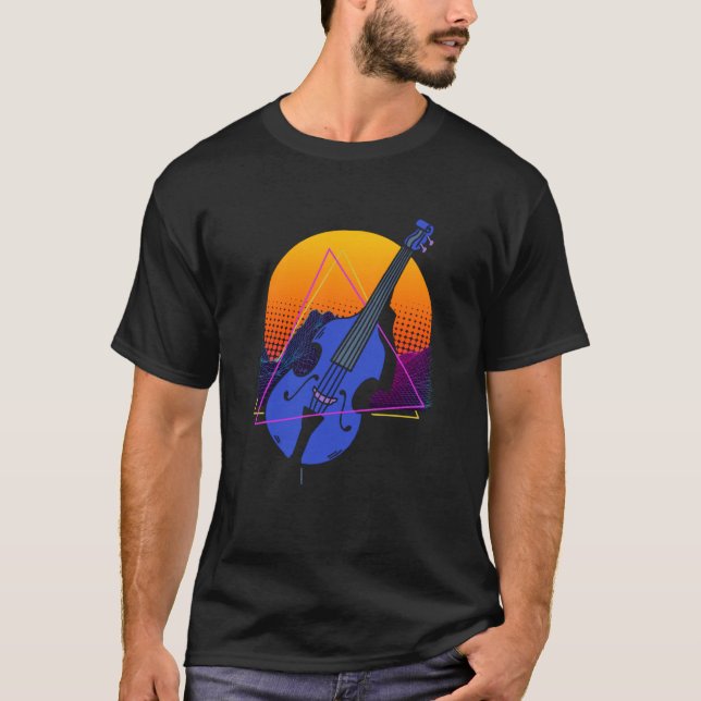 Abstract Double Bass Jazz Musician Contrabass Play T-Shirt (Front)