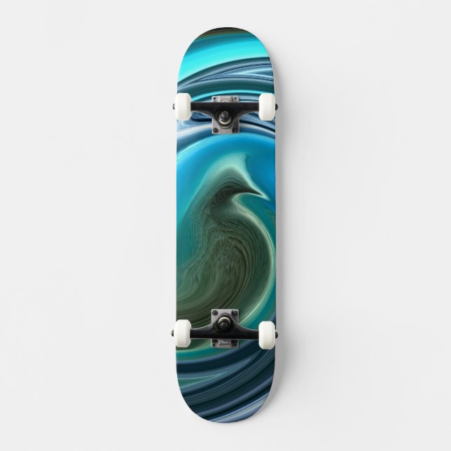 Abstract Dove In Aqua Skateboard (Front)
