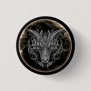 Abstract Dragon Head in Aesthetic Button