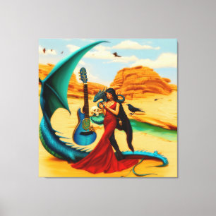 Abstract Dragon Skull Occult Dark Witchy AI Art Canvas Print
