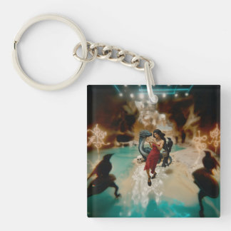 Abstract Dragon Skull Occult Dark Witchy AI Art Keychain