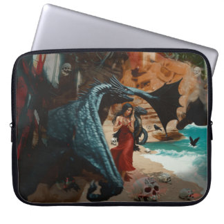 Abstract Dragon Skull Occult Dark Witchy AI Art Laptop Sleeve
