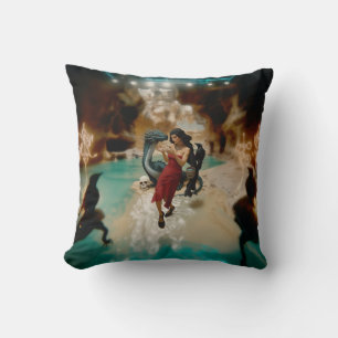 Abstract Dragon Skull Occult Dark Witchy AI Art Throw Pillow