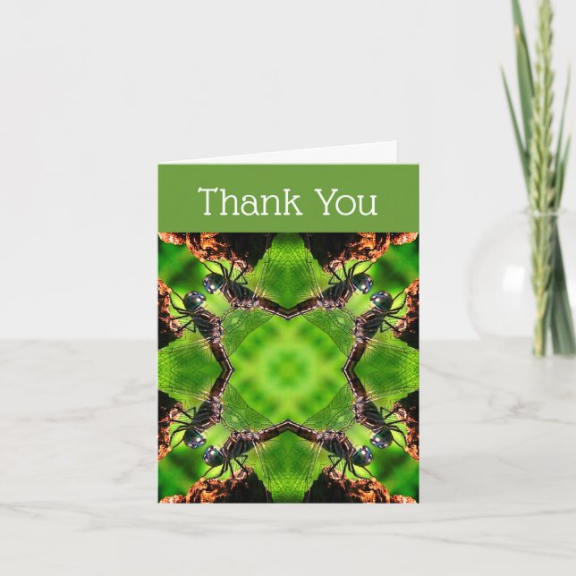 Abstract Dragonfly Art Thank You Card (Front)