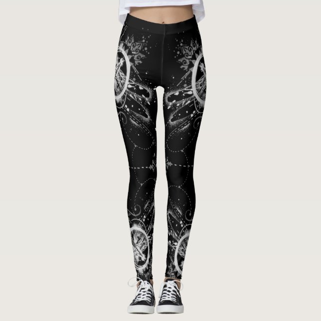 Abstract Dragonfly Pattern Leggings (Front)