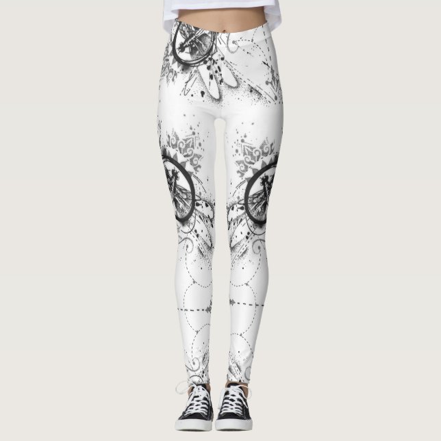 Abstract Dragonfly Pattern Yoga Leggings (Front)
