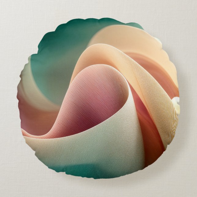 Abstract Drapery with Pastel Gradient Flow Round Pillow (Front)