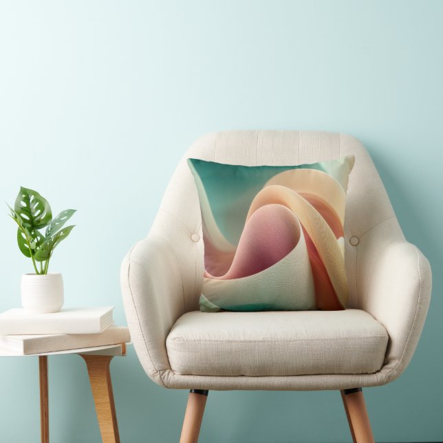 Abstract Drapery with Pastel Gradient Flow Throw Pillow (Chair)