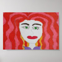 Abstract Drawing: Face of a Red Haired Girl