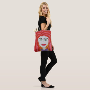 Abstract Drawing: Face of a Red Haired Girl Tote Bag