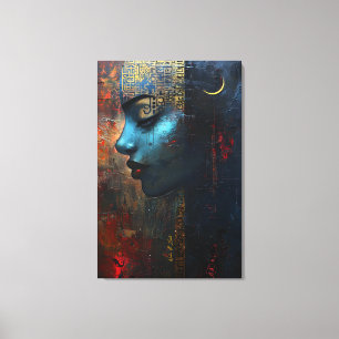Abstract drawing of girl's canvas print