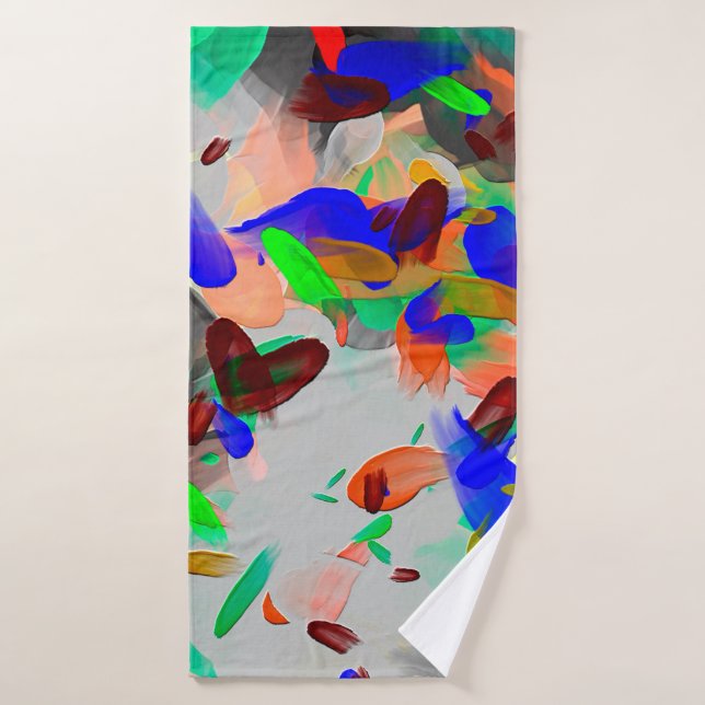 Abstract drawing texture with chaotic real paint b bath towel (Bath Towel)